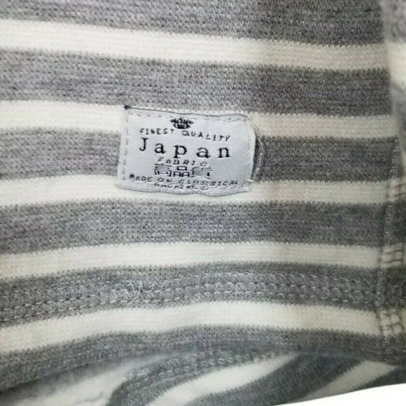Blue de Genes Striped Sweater Men L/XL Gray White Saitama Japan Sweatshirt - Picture 5 of 10